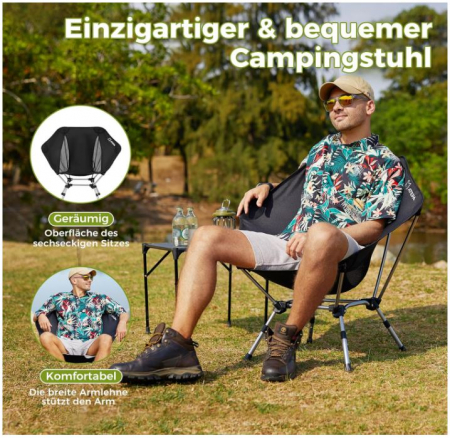 Scaun pliabil de camping/pescuit ATEPA, ultraușor, mare, 150 kg, cu geantă [5]