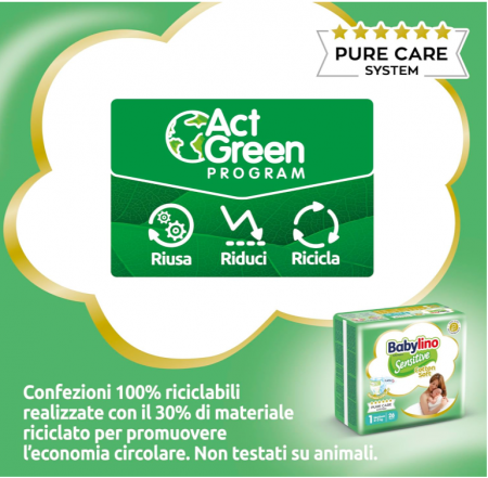 Scutece bebelusi Babylino Sensitive Mărimea 1, Nou-născuți (2-5 kg), 156 buc [8]