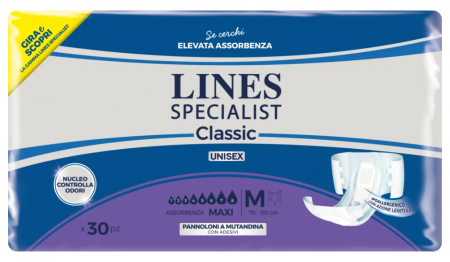 TOATE PRODUSELE - Scutece pentru adulti tip chilot Lines Specialist Plus, 6 picaturi, marimea M, 30 bucati, unisex