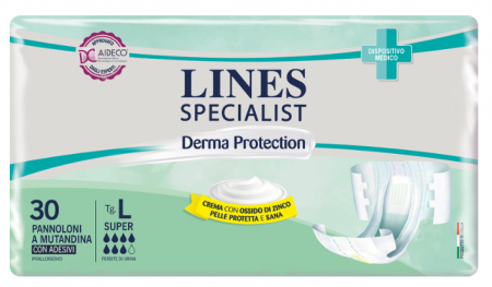 TOATE PRODUSELE - Scutece pentru adulti Lines Specialist Derma Protection Super, 7 picaturi, marimea L, 30 bucati, unisex