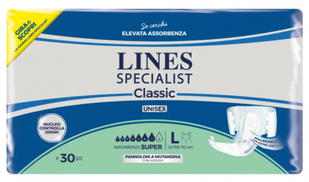 TOATE PRODUSELE - Scutece pentru adulti tip chilot Lines Specialist Plus, 6 picaturi, marimea L, 30 bucati, unisex