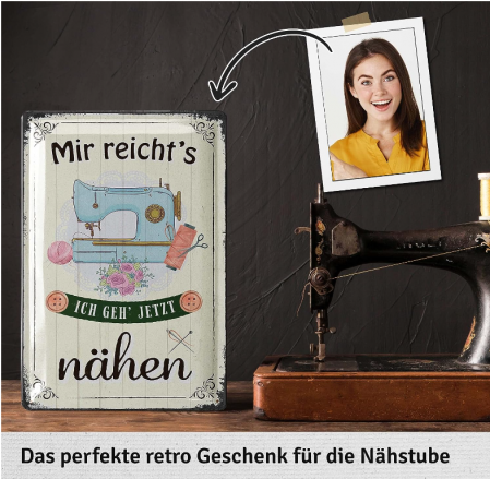 Semn de cusut LANOU, Cadou decorativ pentru cusut, Placă de tablă retro 20 x 30 cm [1]