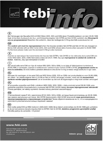 Senzor de poziție arbore cu came FEBI compatibil cu X3 X5 Z3 Z4 E36 E38 E39 E46 12147518628 [1]