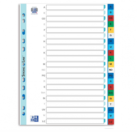 Organizare si arhivare - Separatoare pentru mape Oxford Strong-Line Index A4 A-Z, 21 de bucăți, multicolor