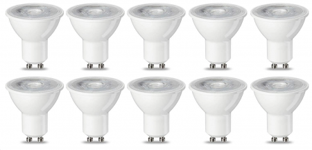 Corpuri iluminat - Set 10 becuri spot cu LED GU10 Amazon Basics,  4.7 W (echivalent cu 50 W), alb cald