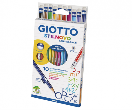 Birotica & Papetarie - Set 10 creioane colorate GIOTTO Stilnovo + 1 ascutitoare + 1 radieră