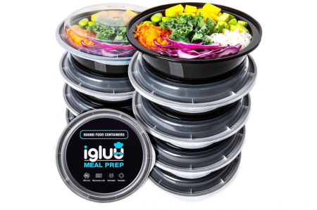 Casa, Gradina & Bricolaj - Set 10 recipiente rotunde pentru alimente reutilizabile fără BPA cu capace etanșe