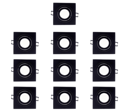 Iluminat & Electrice - Set 10 spoturi Wonderlamp, incastrabil, patrat, negru