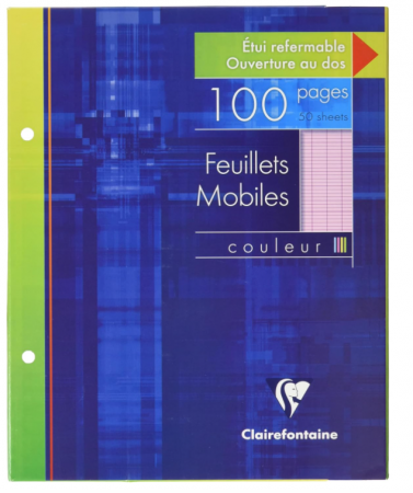 Set 100 foi Clairefontaine 1343C A5+, cu linii Séyès, hârtie velină de 90 g/m², culoare roz [4]