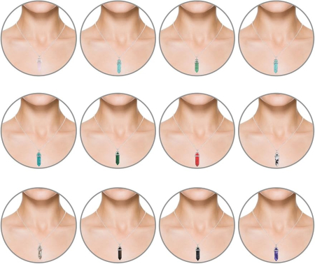 Set 12 coliere cu cristale hexagonale EBOOT, 46.5 cm, multicolor [4]