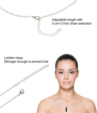 Set 12 coliere cu cristale hexagonale EBOOT, 46.5 cm, multicolor [3]