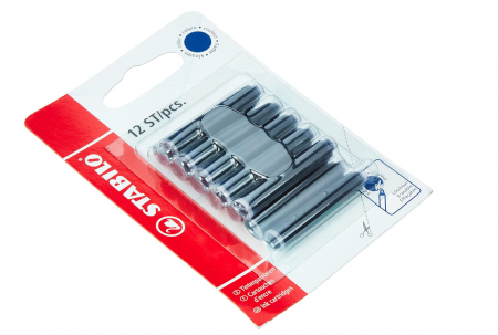 Set 12 patroane cerneala Stabilo, albastru [3]