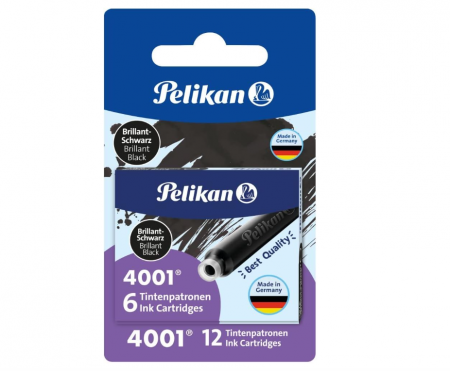 Gaming, Carti & Birotica - Set 12 patroane de cerneala Pelikan 4001 TP/6 2x6, negru lucios