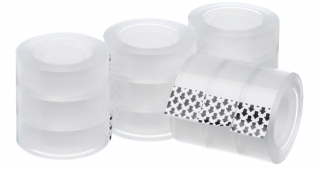 Gaming, Carti & Birotica - Set 12 role banda adeziva transparentă Amazon Basics, 1.9 cm x 25 m