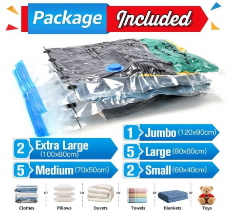 Set 15 saci de depozitare in vid BoxLegend, reutilizabili, transparent [3]