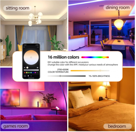 Set 2 becuri inteligente GRIFEMA E27, 10 W, 2700K-6500K, GD1003-2 [4]