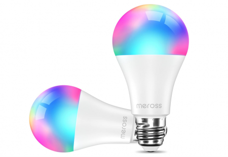 Corpuri iluminat - Set 2 becuri LED inteligente Meross, RGBWW, E27, echivalent 60W