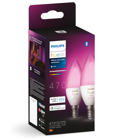 Set 2 becuri LED Philips Hue White & Color Ambiance E14, 470lm [2]