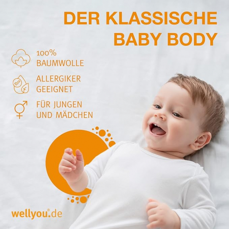 Set 2 body-uri cu maneca lunga pentru copii WELLYOU, bumbac, alb, 4-6 ani, 116-122 [2]