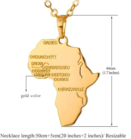 Set 2 coliere cu pandantiv cu harta Africii, 55 cm, auriu + argintiu [4]