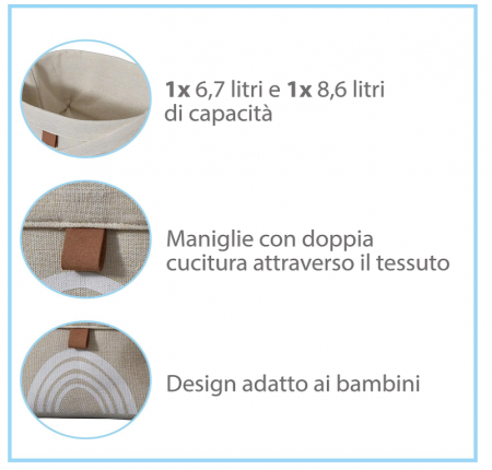 Set 2 Coșuri de depozitare LOVE IT STORE IT, Pliabile, Bej [4]