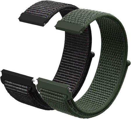 TOATE PRODUSELE - Set 2 curele de ceas din nailon Beifon, reglabile, 22 mm, negru + verde army