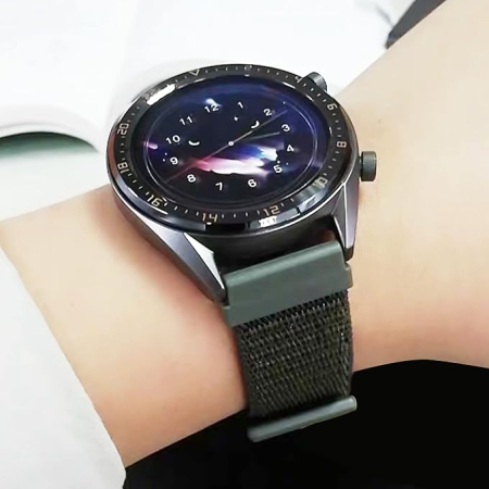 Set 2 curele de ceas din nailon Beifon, reglabile, 22 mm, negru + verde army [5]