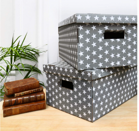 Set 2 cutii de depozitare din carton, 59 x 29 x 20 cm, RAN7054, gri [5]