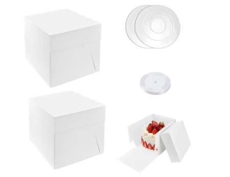 Bucatarie & Servire - Set 2 cutii din carton pentru tort Kleemeiero, cu capac, 30,5 cm