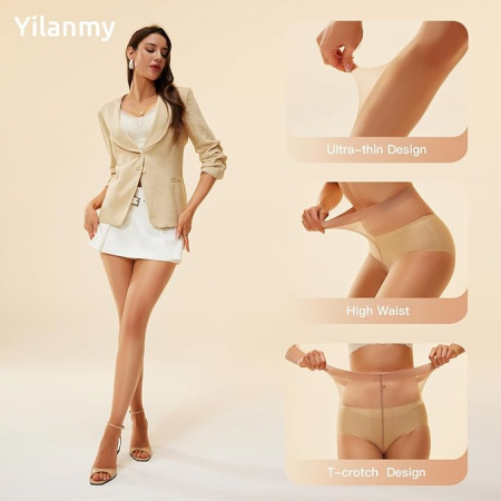 Set 2 dresuri dama cu degete decupate Yilanmy 10D, transparent, marime S [1]