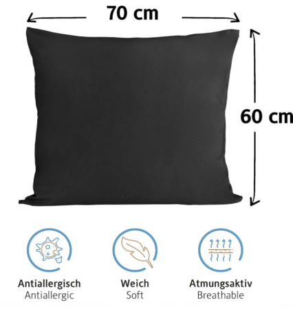 Set 2 Fete de pernă Komfortec 100% bumbac 60 x 70 cm, Negru [3]
