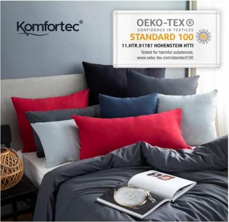 Set 2 Fete de pernă Komfortec 100% bumbac 60 x 70 cm, Negru [6]