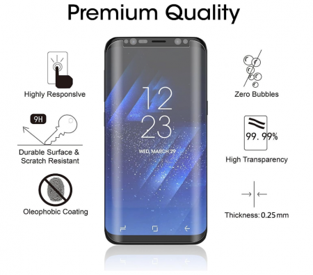 Set 2 folii de protecție ecran din sticlă securizată NOVAGO pentru Samsung Galaxy S8 Plus (S8+) [2]