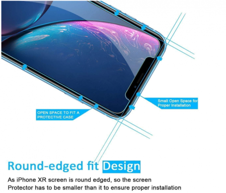 Set 2 Folii de protectie pentru ecran din sticla securizata NEW'C pentru iPhone 11, iPhone XR, duritate 9H [3]