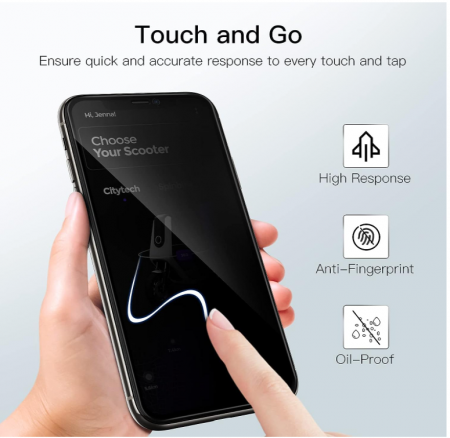 Set 2 folii protectie sticla securizata JETech Anti-Spy pentru iPhone 11 Pro/X/XS de 5.8 inch (14.7 cm) [6]