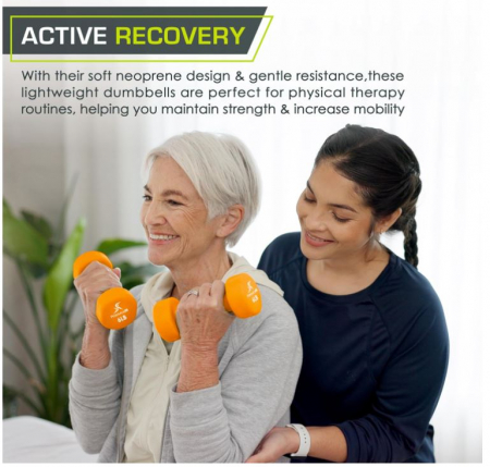 Set 2 gantere din neopren 6lb (2.7kg) ProsourceFit, galben [6]