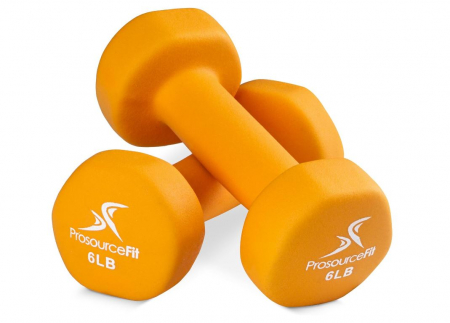 Accesorii Fitness - Set 2 gantere din neopren 6lb (2.7kg) ProsourceFit, galben