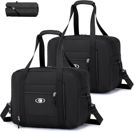 Set 2 genti de calatorie pliabile SPAHER, negru, 40x30x20 cm [0]