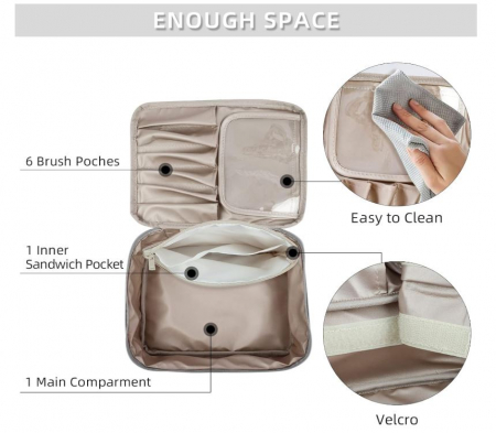 Set 2 genți de machiaj pentru călătorii MAKEUP BEAUTY, gri [3]