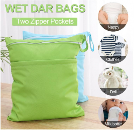 Set 2 genți de pânză impermeabile Fingertoys, albastru și verde [5]