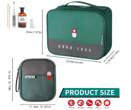 Set 2 genti pentru medicamente BBjinronjy, pentru călătorie, verde [7]