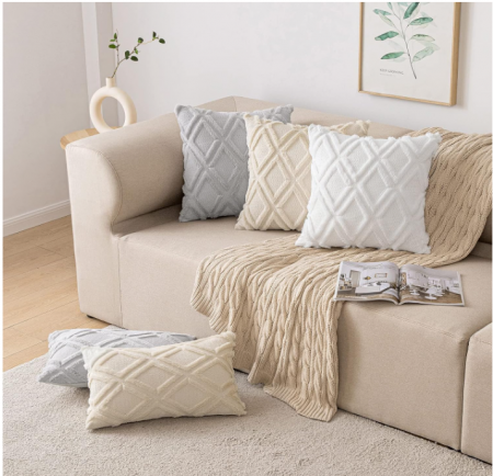 Set 2 Huse de Perna MIULEE, 45 x 45 cm, Alb [4]