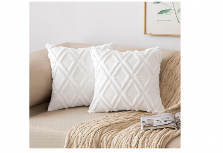 Textile si covoare - Set 2 Huse de Perna MIULEE, 45 x 45 cm, Alb