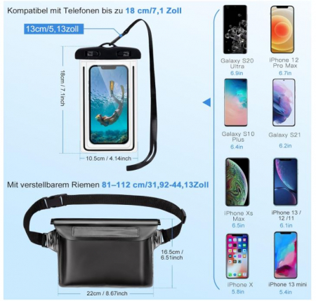 Set 2 huse impermeabile Kiiwah, pentru documente si telefon [2]