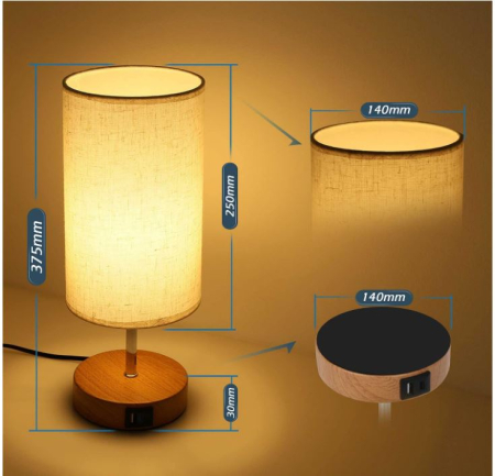 Set 2 lampi de noptiera LED Allesin, soclu bec E27, 2 porturi USB [9]
