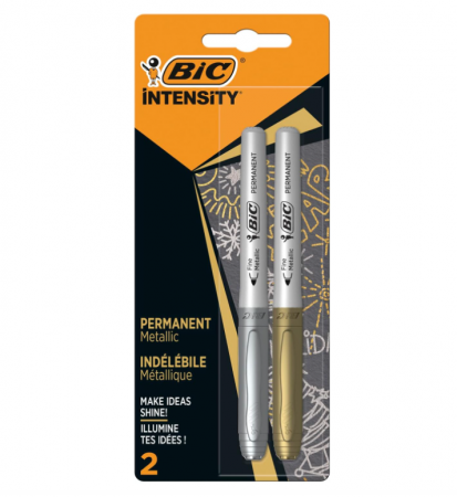 Gaming, Carti & Birotica - Set 2 markere permanente BIC, auriu și argintiu