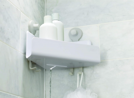 Set 2 rafturi pentru baie Joseph Joseph, Suport de colț pentru cabina duș, alb [3]