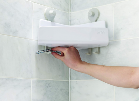 Set 2 rafturi pentru baie Joseph Joseph, Suport de colț pentru cabina duș, alb [6]
