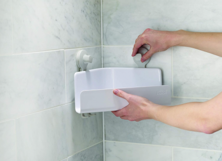 Set 2 rafturi pentru baie Joseph Joseph, Suport de colț pentru cabina duș, alb [5]