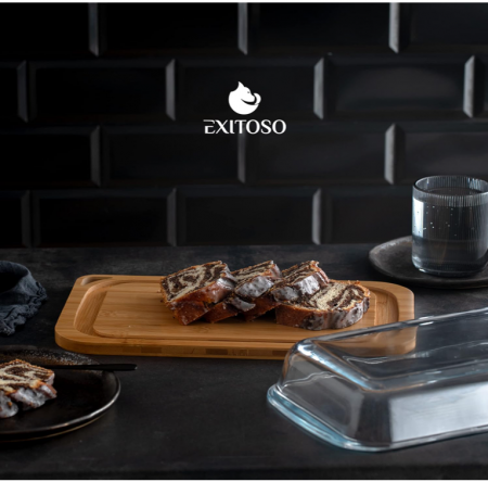 Set 2 Recipiente depozitare alimente pentru frigider Exitoso, din lemn si sticlă [8]